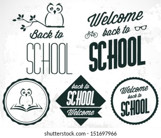 Black and White Back to School Calligraphic Design Elements in Vintage Style
