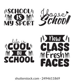 Black and White Back to School Quotes Design Bundle Set