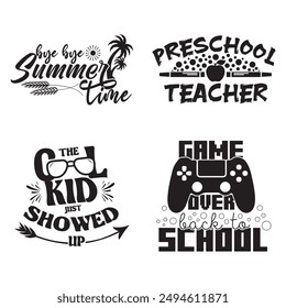 Schwarz-Weiß Zurück zur Schule Zitate Design Paket Set