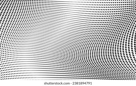 schwarz-weißer Hintergrund. Abstrakter Banner mit Punkten. Optische gefleckte Textur. Halftone Punktmuster. Wschwerer Halbtoneffekt. Futuristische Popkunstdrucke. Monochrome Vektorgrafik.