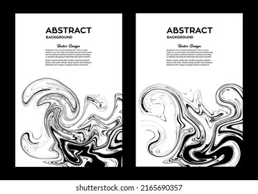 Black and white background with abstract texture black paint ornament