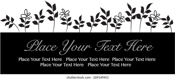 black and white background banner with flower