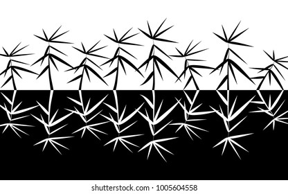 Black and White Background. Beautiful Abstract Illustration for Textile, Paper, Tile. Bamboo Leaves. Bamboo Twigs. Abstract Bamboo Background in Asian Style. Twigs for Wallpaper.