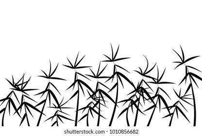 Black and White Background. Beautiful Abstract Illustration for Textile, Paper, Tile. Bamboo Leaves. Bamboo Twigs. Abstract Bamboo Background in Asian Style. Twigs for Wallpaper.