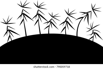 Black and White Background. Beautiful Abstract Illustration for Textile, Paper, Tile. Bamboo Leaves. Bamboo Twigs. Abstract Bamboo Background in Asian Style. Twigs for Wallpaper.