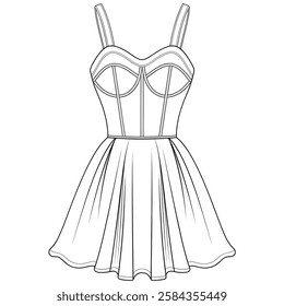 A black and white background a beautiful dress coloring page line art