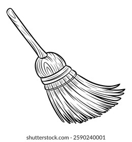 A black and white background the broom coloring page line art 