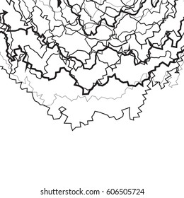 Black and white background with chaotic curved lines. Vector illustration for your graphic design.