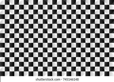 Black and white background. Checkered racing flag in vector illustration.