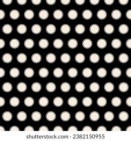 Black and white background with circles. Seamless geometric pattern. Dot print for t shirt, fabric, background, surface design, packaging Vector illustration