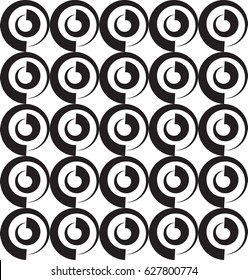 Black and white background with circles. Seamless vector pattern