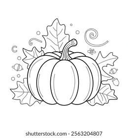 a black and White background coloring page of a sweet pumpkin