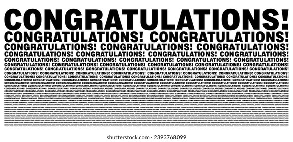 Schwarz-weißer Hintergrund bestehend aus einer großen Menge von Gratulation verminderte Worte. Zeitungsartikel der Broschüre Typografie für die Verwendung von Tapeten. Vektorgrafik.