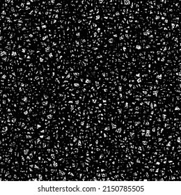 Schwarz-weißer Hintergrund mit zerkleinertem Stein. Viele Kieselsteine oder Kies. Abstrakte Vektorgrafik.