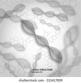black and white background DNA structure