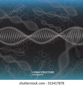 black and white background DNA structure