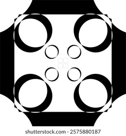 black and white background dubble button round pattern element frame tectile border lable .