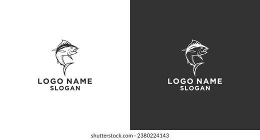 logotipo de pez de fondo negro y blanco