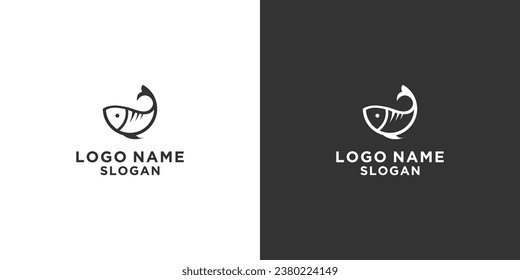 black and white background fish logo