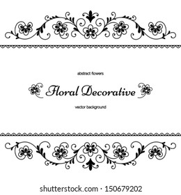 Black and white background, floral vector template