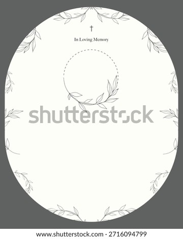 black and white background with frame. Funeral card