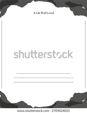 black and white background. funeral card.