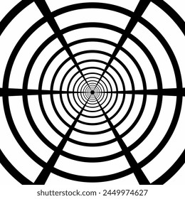 Black and white background, geometric long line circle shape