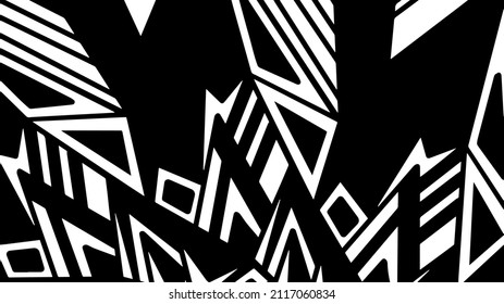 schwarz-weißer Hintergrund mit geometrischen Formen in verschiedenen Perspektiven, plaid, Streifen, gestreift, Mischung von Drucke, Flickwerk, Vektorgrafik