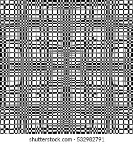 Black and white  background with grungy grid. Artistic monochrome abstract seamless pattern. Modern design. Vector illustration.