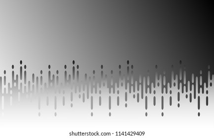 Black and white background with halftone transition. Rounded lines pattern.