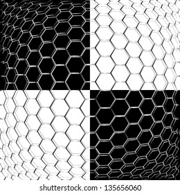 Black and white background hexagon