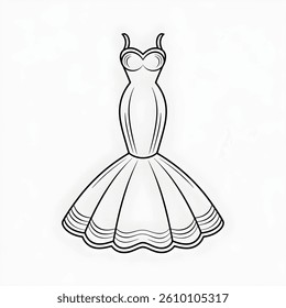 A black and white background High low dress coloring page 