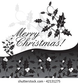 black and white background with holly