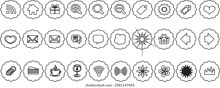 black and white background, Icons for the internet website., Vector illustration
