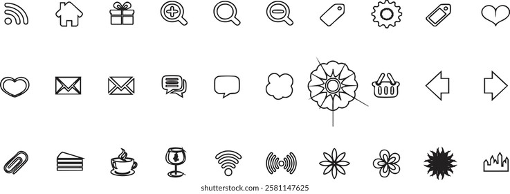 black and white background, Icons for the internet website., Vector illustration
