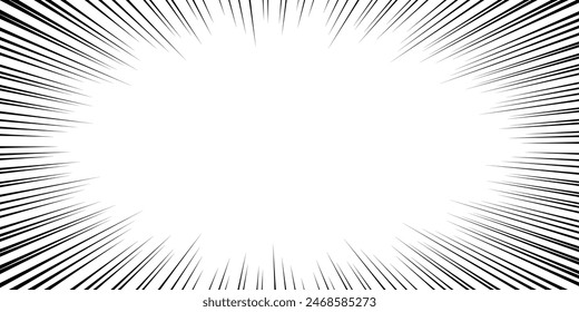 Black and white background illustration of concentrated lines.Horizontal banner, header design.