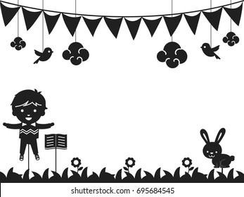 Black and White Background Illustration Featuring a Puppet Stick Used for Storytelling