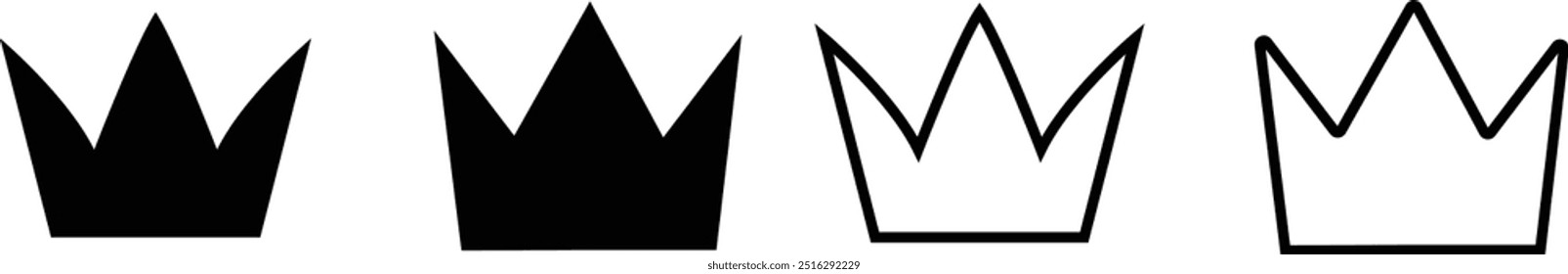 fondo blanco y negro Ilustración Vector simple corona icono colección Corona rey mega icono conjunto
