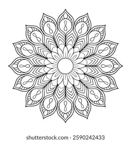 A Black and white background illustration vector style colouring page