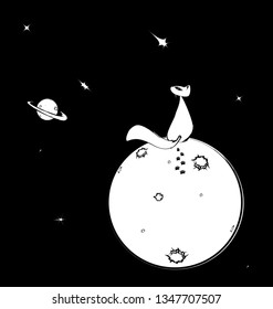 black white background image of space with abstract cat