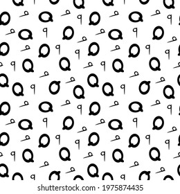 Black and white background with the letter Q. Background in the style of minimalism. Hand drawn for fabric, wallpaper, posters and bedding.