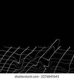 A black and white background with a black background and a white line wavy