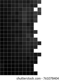 Black white background with mesh of squares for your design for sale on Black Friday or space for headline or product. Mosaic.