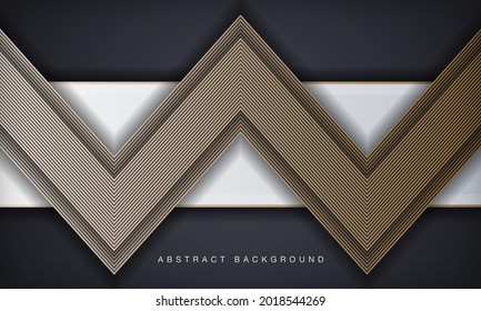 Black and white background. Modern golden line stripes curve abstract presentation background. Luxury paper cut concept.