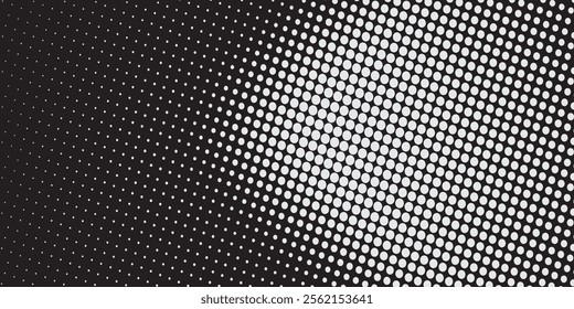 Black white background with monochrome dotted texture. Polka dot pattern template vector dots pattern.