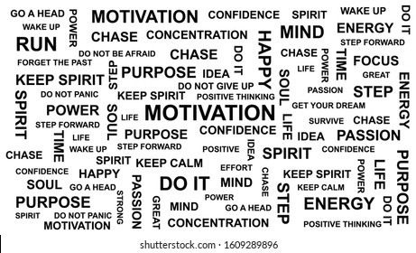 BLACK AND WHITE BACKGROUND WITH MOTIVATED THEME TEXT