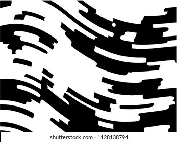 Black white background with optical effect. Curved lines. Minimal design. Zebra pattern. Vector illustration for posters, covers, wrappers, business cards. Textured surface Abstract waves