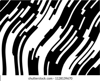 Black white background with optical effect. Curved lines. Minimal design. Zebra pattern. Vector illustration for posters, covers, wrappers, business cards. Textured surface Abstract waves