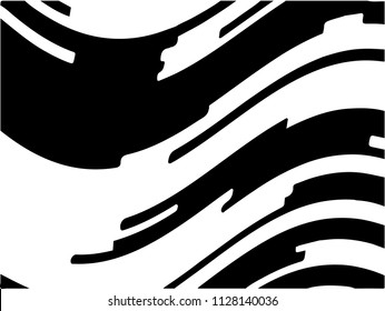 Black white background with optical effect. Curved lines. Minimal design. Zebra pattern. Vector illustration for posters, covers, wrappers, business cards. Textured surface Abstract waves