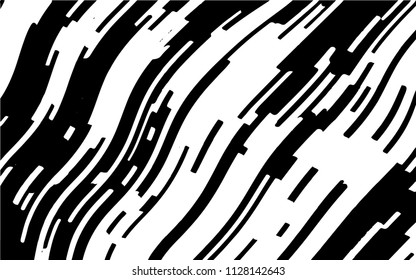 Black white background with optical effect. Curved lines. Minimal design. Zigzag, wavy pattern. Vector illustration for posters, covers, wrappers, business cards. Textured surface Abstract waves
